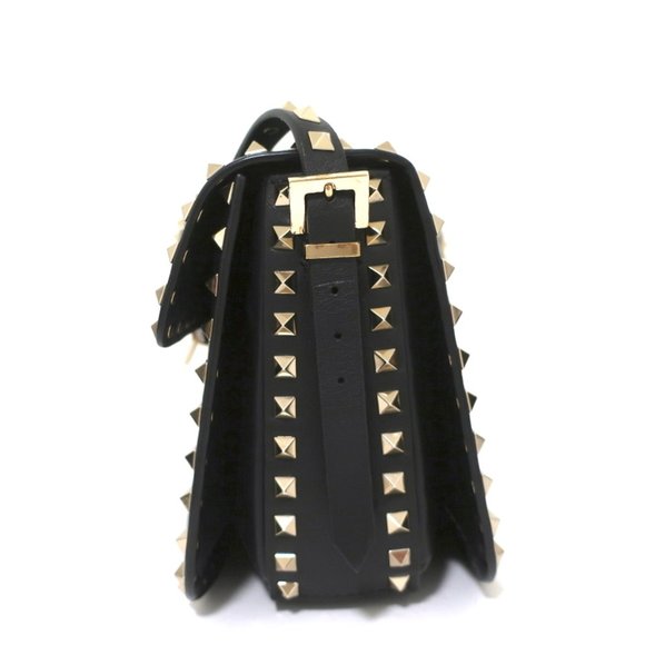 VALENTINO ROCKSTUD FLAP SHOULDER BAG BLACK LEATHER - Picture 5 of 12